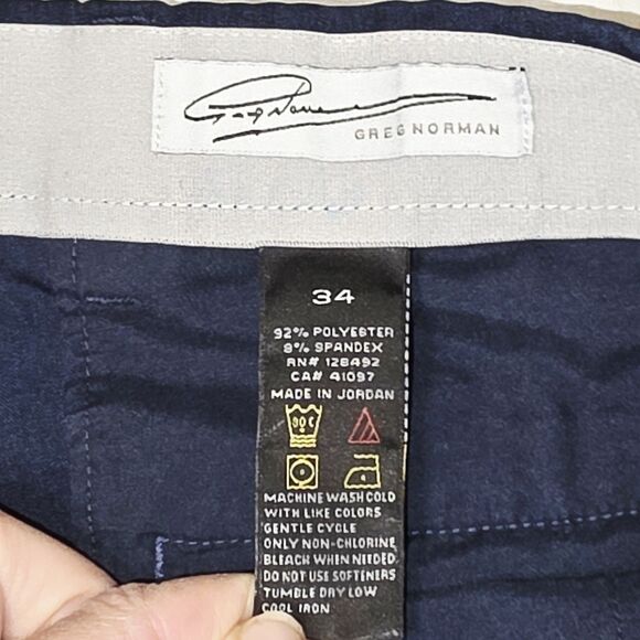 Greg Norman Shorts Size 34 Navy Blue Chino Pockets 10” Inseam Moisture Wicking - Picture 3 of 5